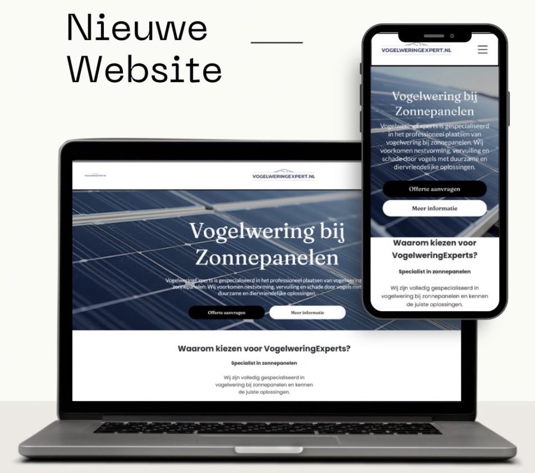 Website van VogelweringExperts op laptop en telefoon